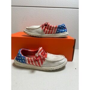 Hey Dude Wendy Sox Tri Americana Stars Stripes Shoes 8w #2640